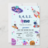 Astronaut Space geht zum ersten Mal um den sonnige Einladung (Vorderseite)