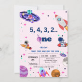 Astronaut Space geht zum ersten Mal um den sonnige Einladung (Vorderseite)