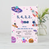 Astronaut Space geht zum ersten Mal um den sonnige Einladung (Stehend Vorderseite)