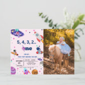 Astronaut Space geht zum ersten Mal um den sonnige Einladung (Stehend Vorderseite)