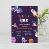 Astronaut Space geht zum ersten Mal um den sonnige Einladung (Stehend Vorderseite)