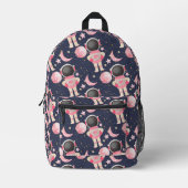 Astronaut Space Girl Pattern Bedruckter Rucksack (Vorderseite)