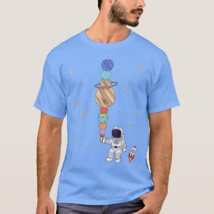 Astronaut Space Ice Cream Planets Galaxy Astronomi T-Shirt