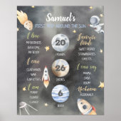 Astronaut Space Milestone First Birthday Board Poster (Vorne)