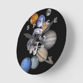 astronaut space mission solar system planets runde wanduhr (Winkel)