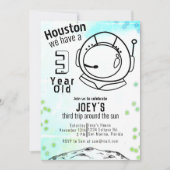 Astronaut Space Neon Birthday Einladung (Vorderseite)