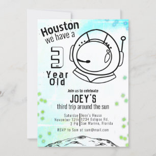 Astronaut Space Neon Birthday Einladung