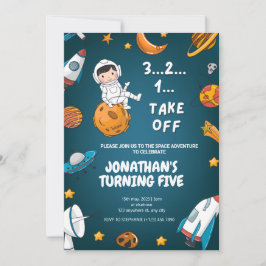 Astronaut Space Planeten dunkles Thema Geburtstag Einladung