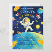Astronaut Space Rocket Planets Stars Geburtstag Einladung (Vorderseite)