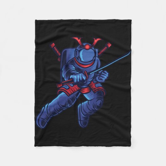 Astronaut Space Samurai Fleecedecke (Vorderseite)