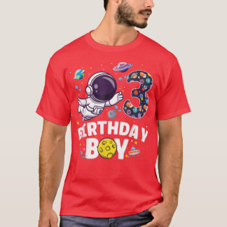 Astronaut Space Thema Party 3 Jahre alt Geburtstag T-Shirt