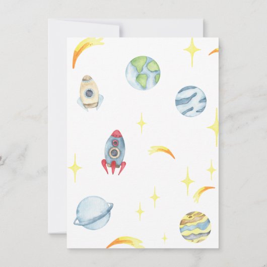 Astronaut Space zum ersten Geburtstag Einladung (Rückseite)