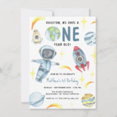 Astronaut Space zum ersten Geburtstag Einladung (Vorderseite)