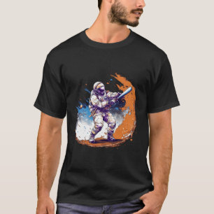 Astronaut spielt Baseball in der Kostüme des Anzug T-Shirt