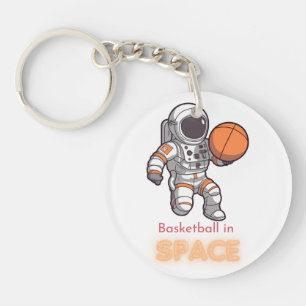 Astronaut spielt Basketball im Space Tee Schlüsselanhänger