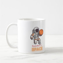 Astronaut spielt Basketball in der Space Tasse