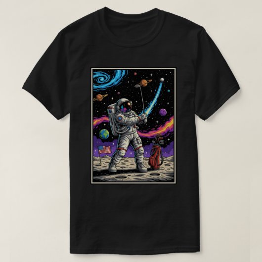 Astronaut spielt Golf T-Shirt (Design vorne)