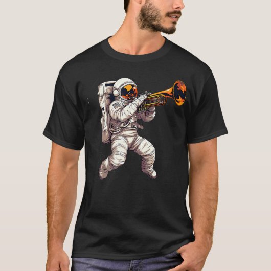 Astronaut spielt Trompete T-Shirt (Vorderseite)