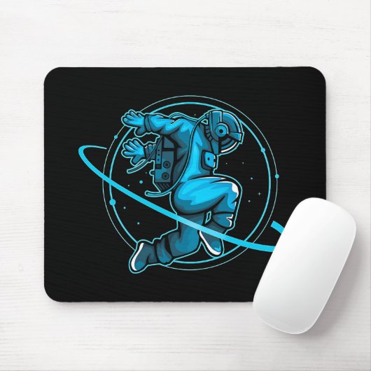 Astronaut springt um Saturn Artwork herum | Mousepad (Mit Mouse)