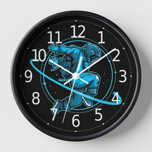 Astronaut springt um Saturn Artwork herum | Uhr (Vorderseite)