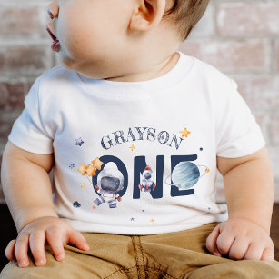 Astronaut Stars Rocket Planet Junge 1. Geburtstag Baby T-shirt