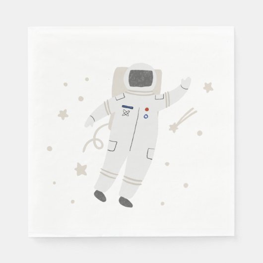 Astronaut & Stars Space Geburtstagsparty Napkins Serviette (Vorderseite)