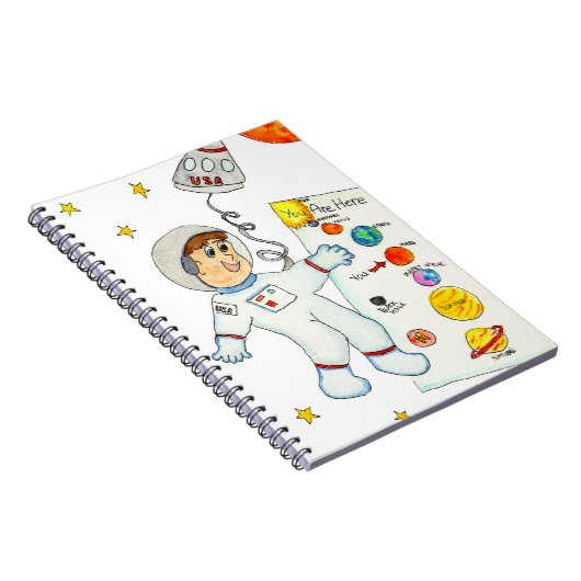 Astronaut sucht Richtung Notizblock (Rechte Seite)