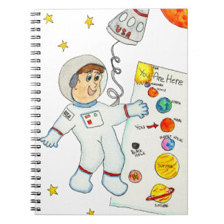 Astronaut sucht Richtung Notizblock