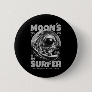 Astronaut Surfer Design, Mondsurfen Weltraum Kosmi Button