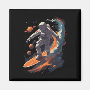 Astronaut Surfer Shirt Weltraum Galaxie Surfen  Magnet