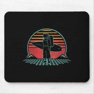 Astronaut Surfer Strand Sonnenuntergang Retro Vint Mousepad