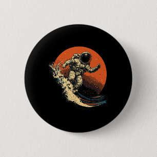 Astronaut surft auf kosmischer Ozeanwelle Weltraum Button