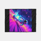 Astronaut surft auf kosmischer Regenbogenwelle Gra Fleecedecke (Vorderseite (Horizontal))