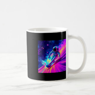 Astronaut surft auf kosmischer Regenbogenwelle Gra Kaffeetasse