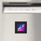 Astronaut surft auf kosmischer Regenbogenwelle Gra Magnet (In Situ (Geschirrspüler))