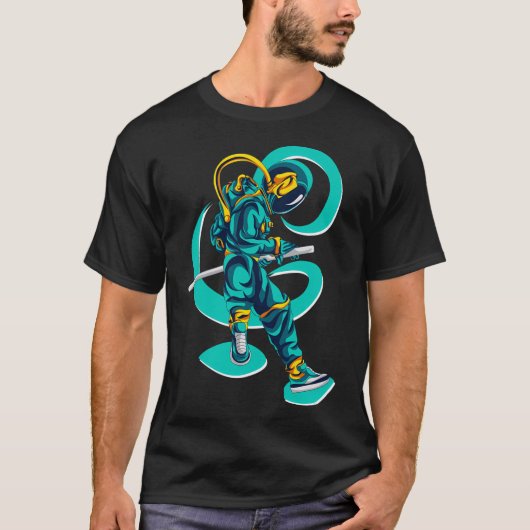 Astronaut Sword Fight Space Samurai Astronaut T-Shirt (Vorderseite)