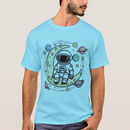 Astronaut-T - Shirt: Entspannen auf dem Mond T-Shirt (Vorderseite)