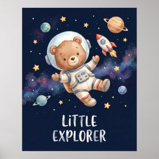 Astronaut Teddy Bär Kleiner Entdecker Weltraum Kin Poster