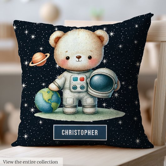 Astronaut Teddy Bear Baby Boy Kissen Personalisier
