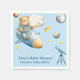 Astronaut Teddy Bear Baby Shower Serviette