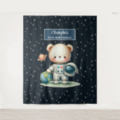 Astronaut Teddy Bear Hintergrund für Boys Party Wandteppich (Vorderseite)