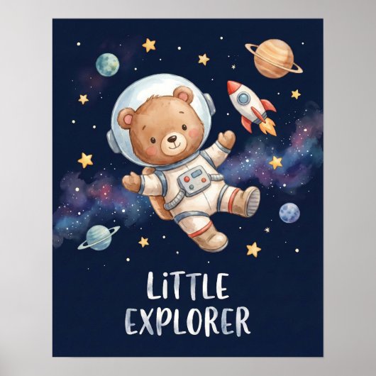 Astronaut Teddy Bear Little Explorer Space Kids Poster (Vorne)