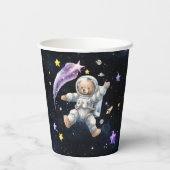 Astronaut Teddy Bear Space Party Paper Cups Pappbecher (Rückseite)