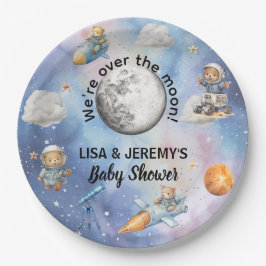 Astronaut Teddy Bears in Space Baby Shower Pappteller