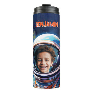 Astronaut Tiefraum Himmel Planeten Foto Kinder Ges Thermosbecher