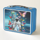 Astronaut Traumlandschaft Metall Brotdose (Rückseite)