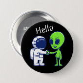 Astronaut trifft Alien-Knopf Button (Vorne & Hinten)
