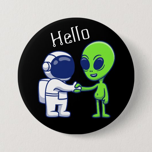 Astronaut trifft Alien-Knopf Button (Vorderseite)