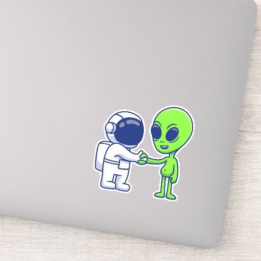 Astronaut trifft Alien Vinyl Stickers Aufkleber (Detail)