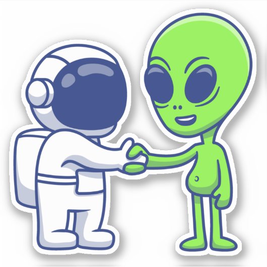 Astronaut trifft Alien Vinyl Stickers Aufkleber (Vorderseite)